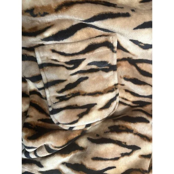 Victorias Secret Tiger Print Robe Sz M/L Women's Plush Brown Black Animal - Picture 3 of 9